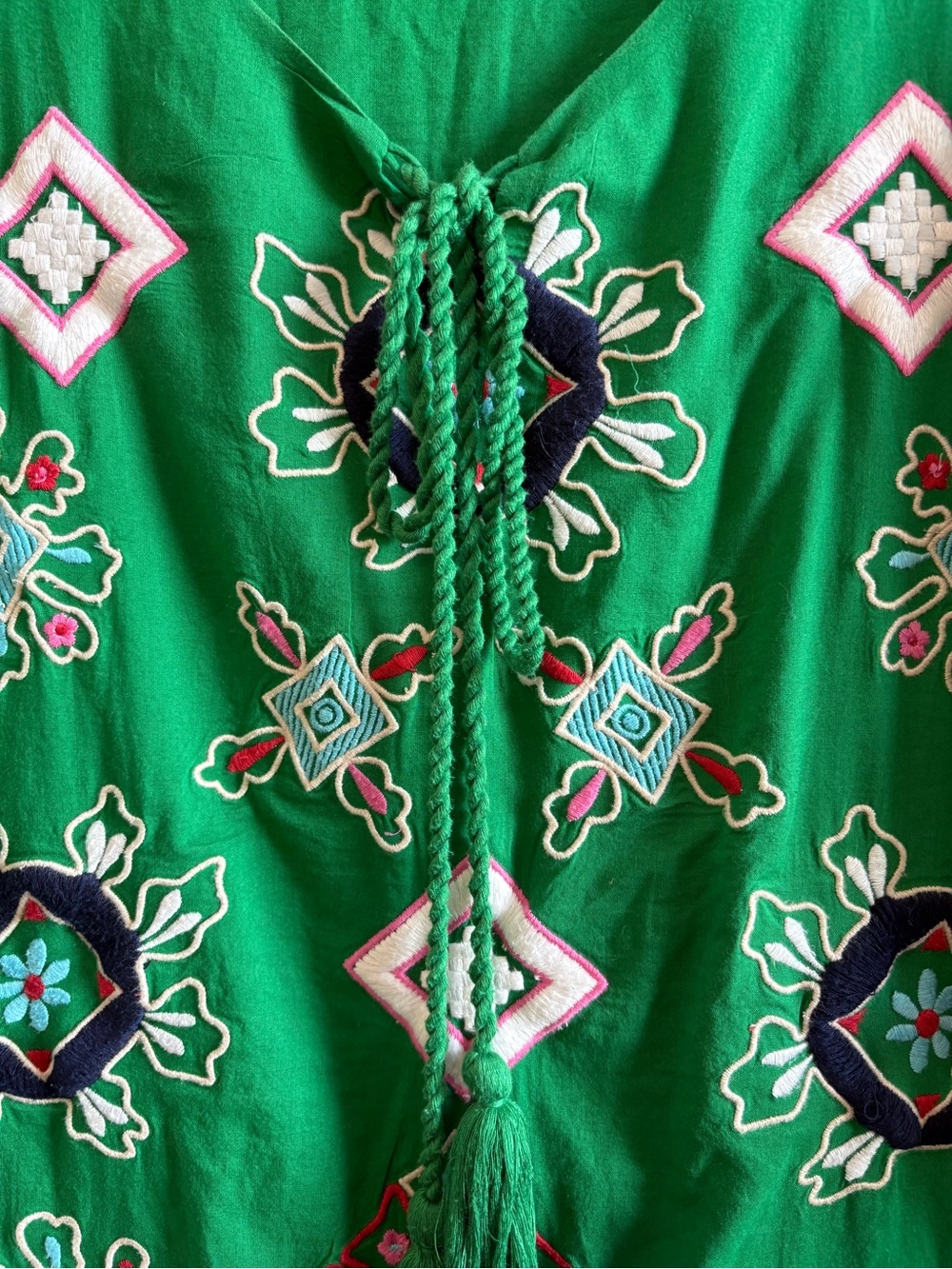 Frances Valentine Green Embroidered Tunic Shift Dress Size 1X - Picture 4 of 12